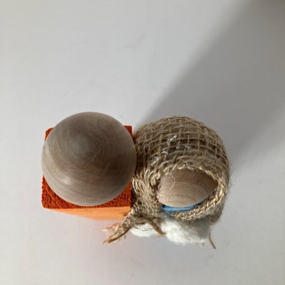 Handmade Rustic Wood Block Nativity Joseph Mary Jesus Orange Blue #2 - Picture 7 of 8